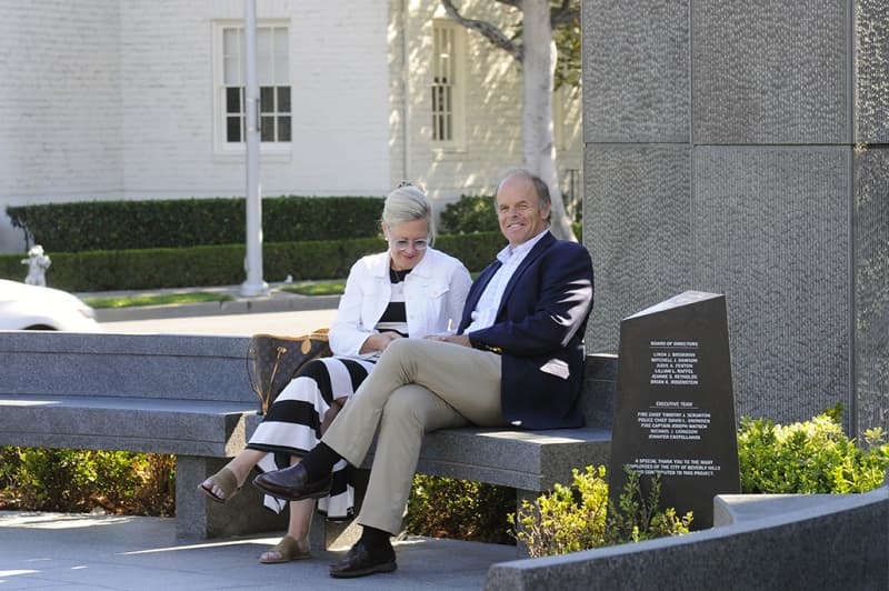 The Circular Bench & Reflection Space at the Beverly Hills 9/11 Memorial Garden
