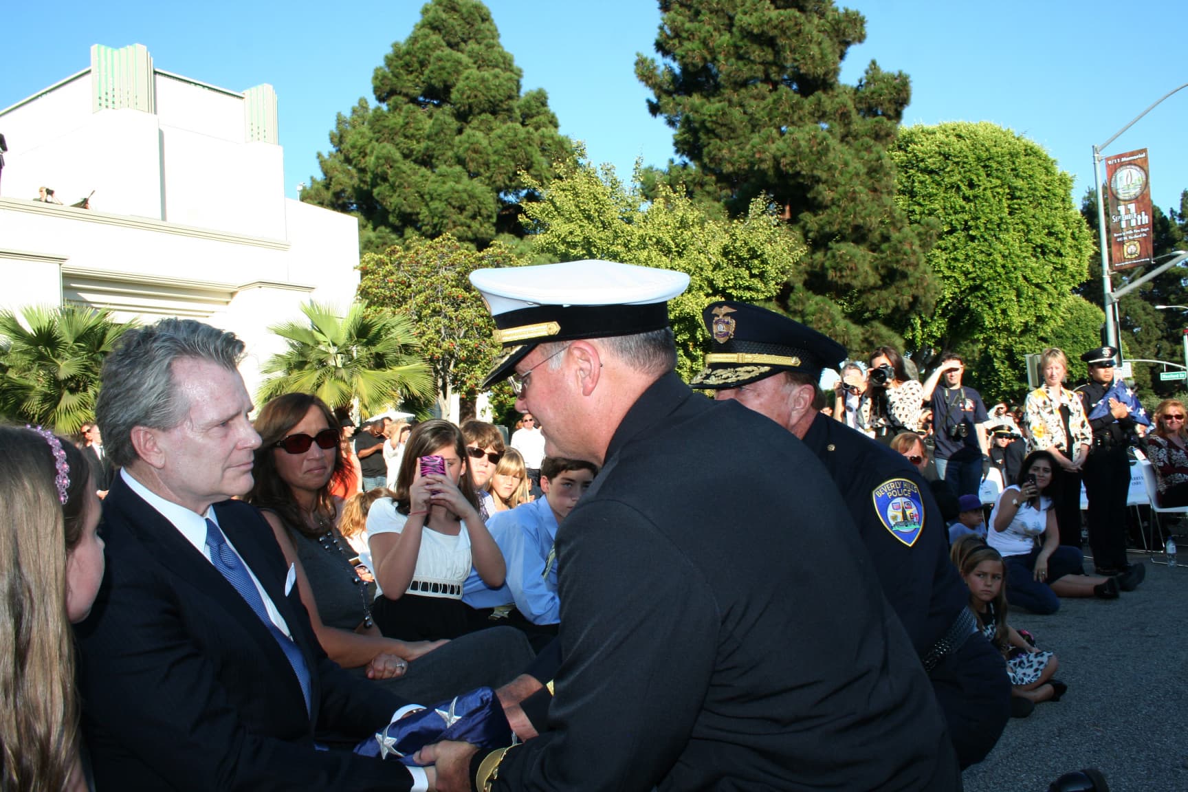 Visitors at the Beverly Hills 9/11 Memorial Garden
