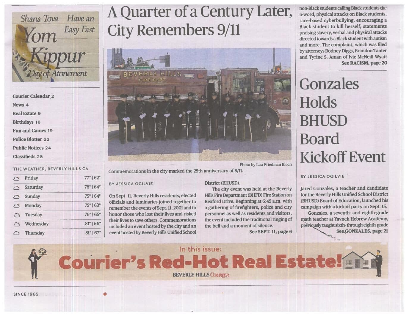 A Quarter of a Century Later, City Remembers 9/11, Beverly Hills Courier