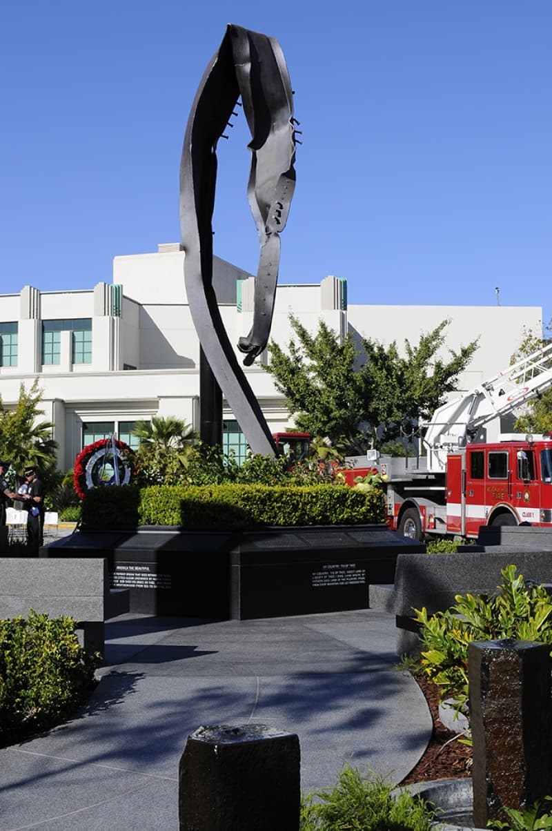 Aerial view of the Beverly Hills 9/11 Memorial Garden